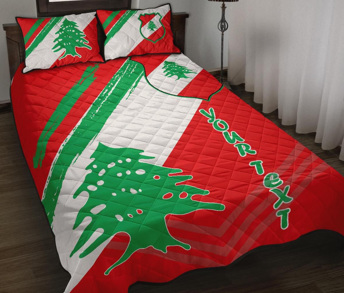 Lebanon Personalised Quilt Bed Set - Lebanon Flag Polygon Style24 RLT6 - Wonder Print Shop