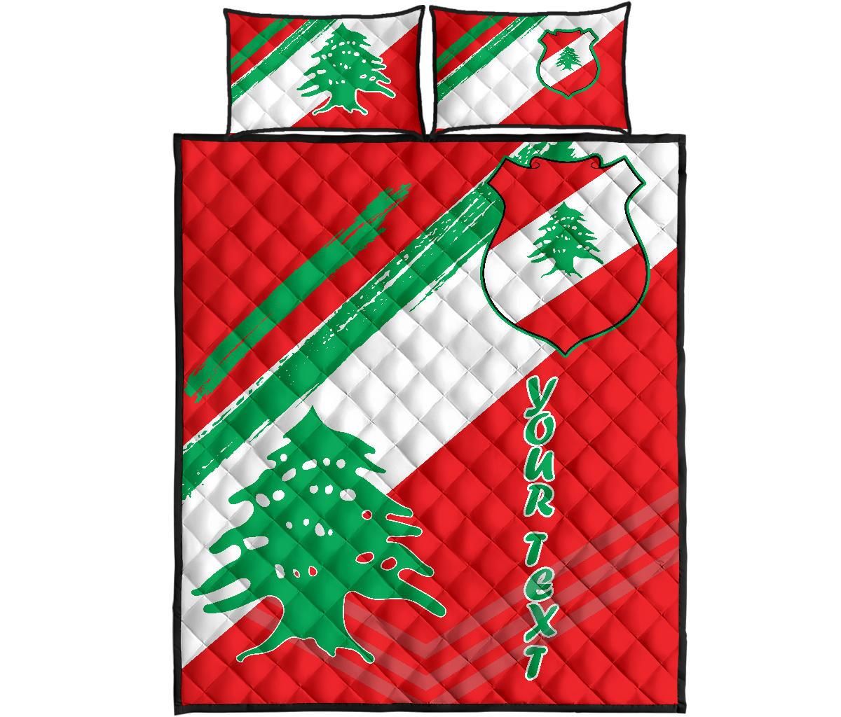 Lebanon Personalised Quilt Bed Set - Lebanon Flag Polygon Style24 RLT6 - Wonder Print Shop