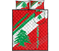 Lebanon Personalised Quilt Bed Set - Lebanon Flag Polygon Style24 RLT6 - Wonder Print Shop