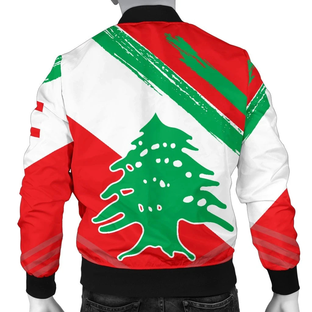 Lebanon Men's Bomber Jacket - Lebanon Flag Polygon Style24 RLT6 - Wonder Print Shop