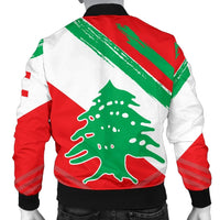 Lebanon Men's Bomber Jacket - Lebanon Flag Polygon Style24 RLT6 - Wonder Print Shop