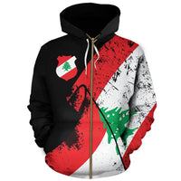 Lebanon Hoodie Zipper Special Grunge Flag RLT6 - Wonder Print Shop