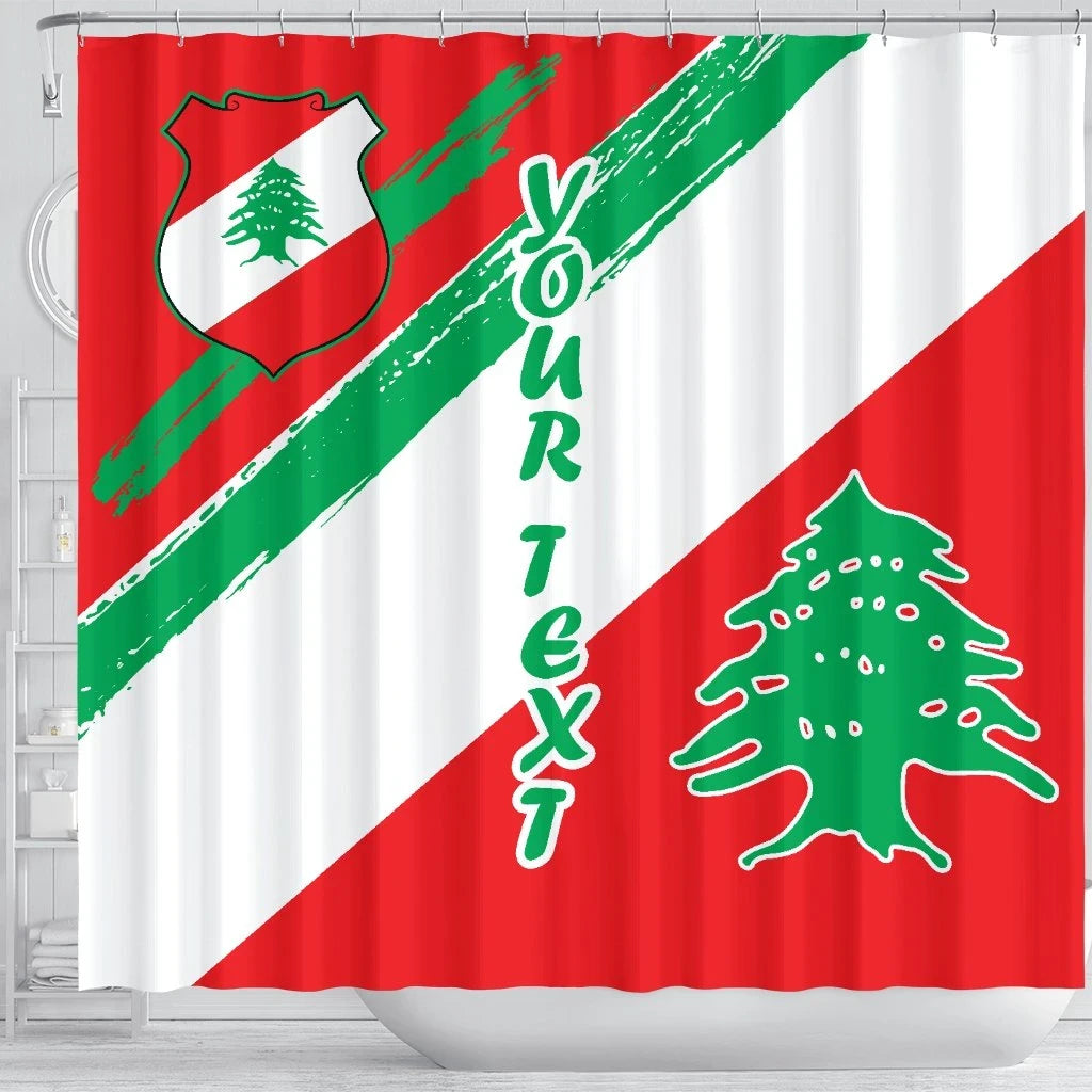 lebanon-personalised-shower-curtain-lebanon-flag-polygon-style24