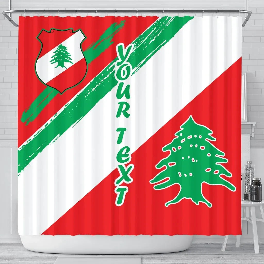 lebanon-personalised-shower-curtain-lebanon-flag-polygon-style24