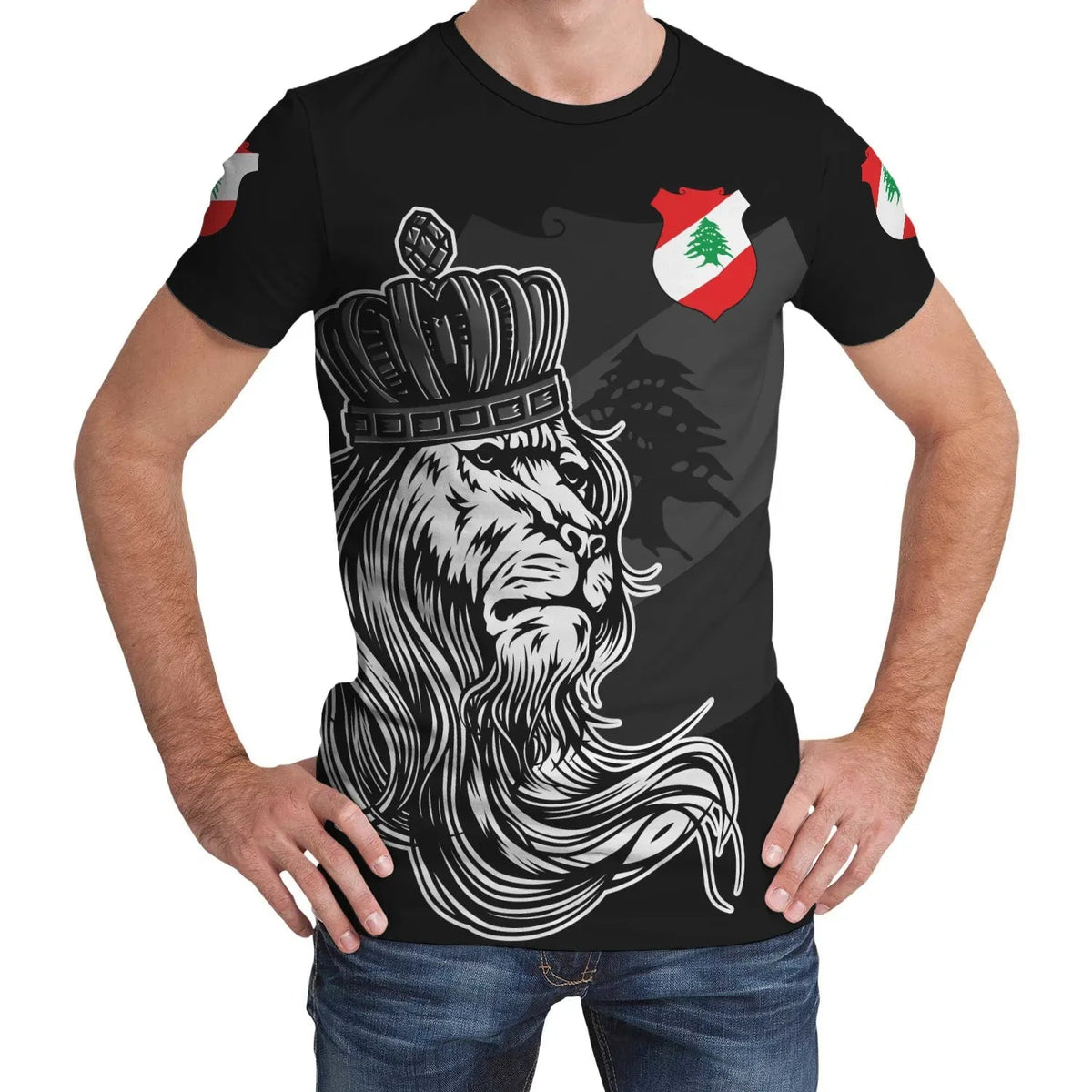 Lebanon T Shirt Lion with Crown Womens/Mens RLT6 - Wonder Print Shop