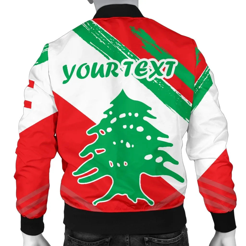 Lebanon Personalised Men's Bomber Jacket - Lebanon Flag Polygon Style24 RLT6 - Wonder Print Shop
