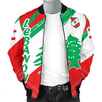 Lebanon Personalised Men's Bomber Jacket - Lebanon Flag Polygon Style24 RLT6 - Wonder Print Shop