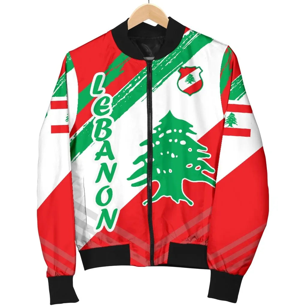 Lebanon Personalised Men's Bomber Jacket - Lebanon Flag Polygon Style24 RLT6 - Wonder Print Shop
