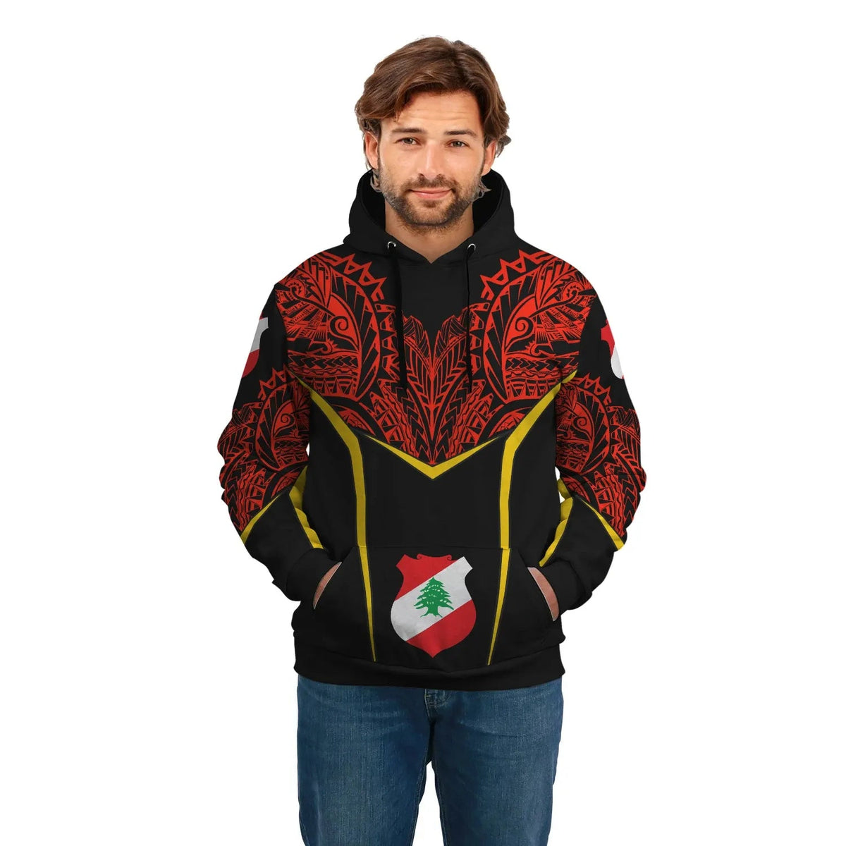Lebanon Hoodie Unisex Tribal Style RLT6 - Wonder Print Shop