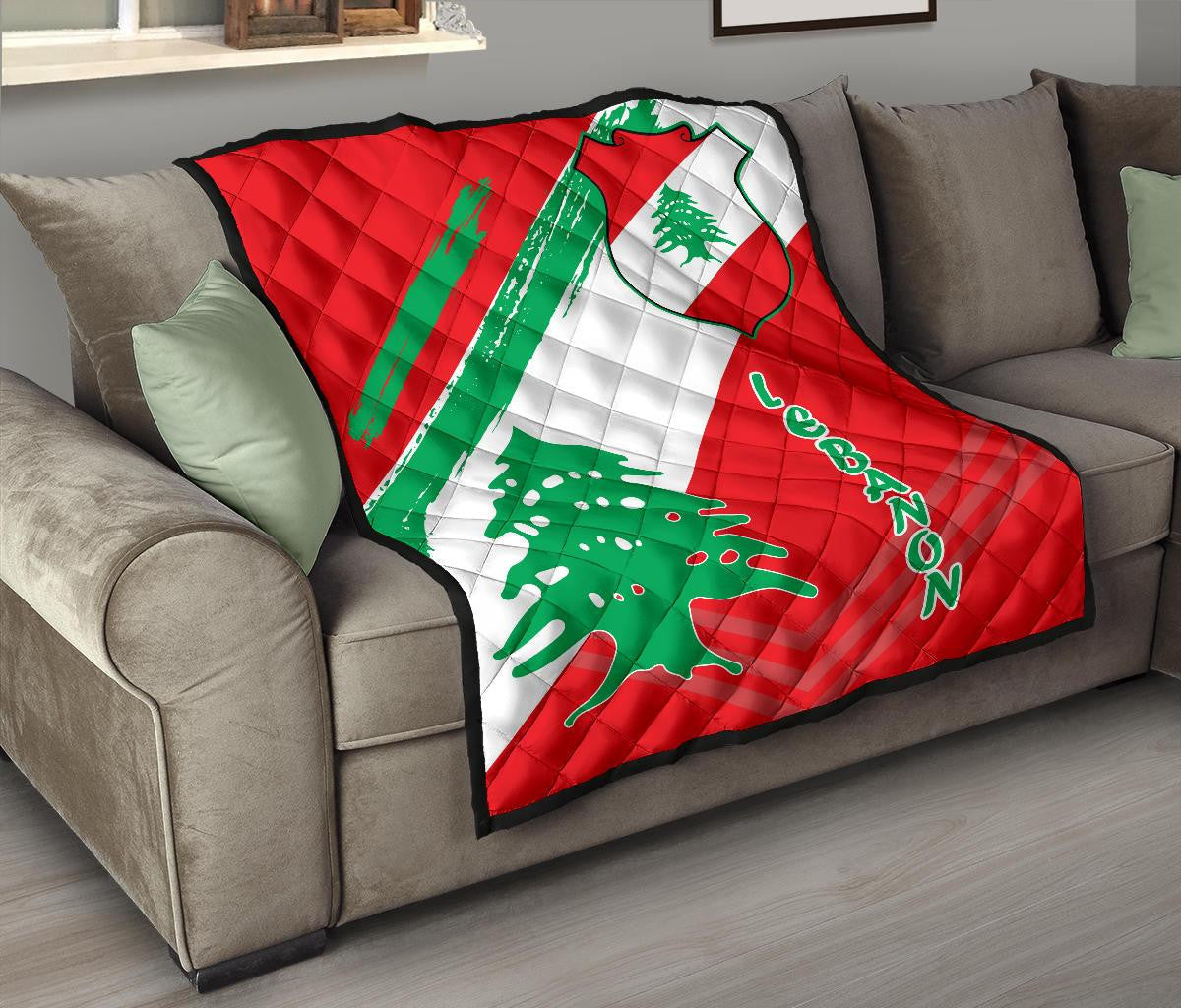 Lebanon Premium Quilt - Lebanon Flag Polygon Style24 RLT6 - Wonder Print Shop