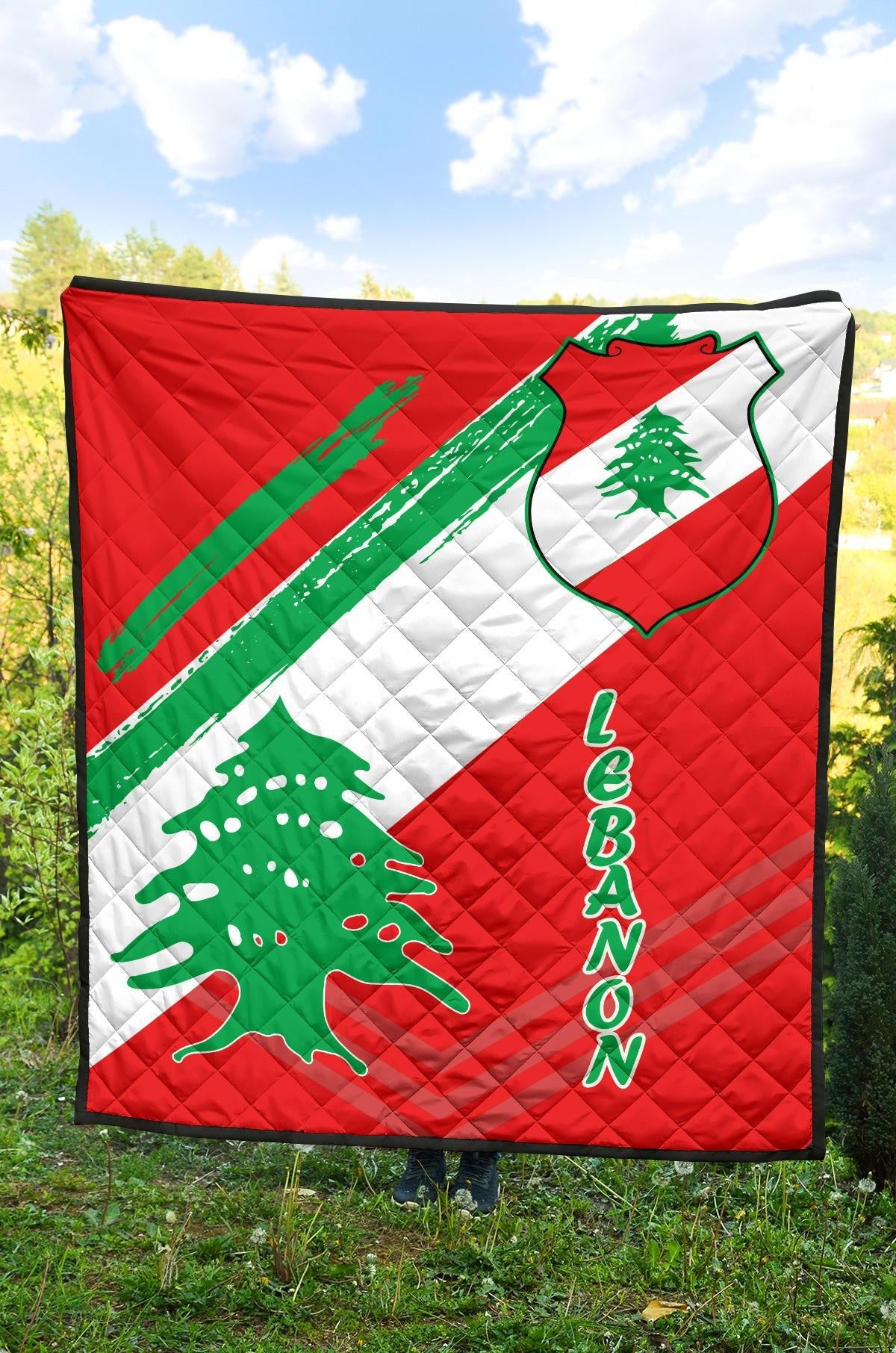 Lebanon Premium Quilt - Lebanon Flag Polygon Style24 RLT6 - Wonder Print Shop