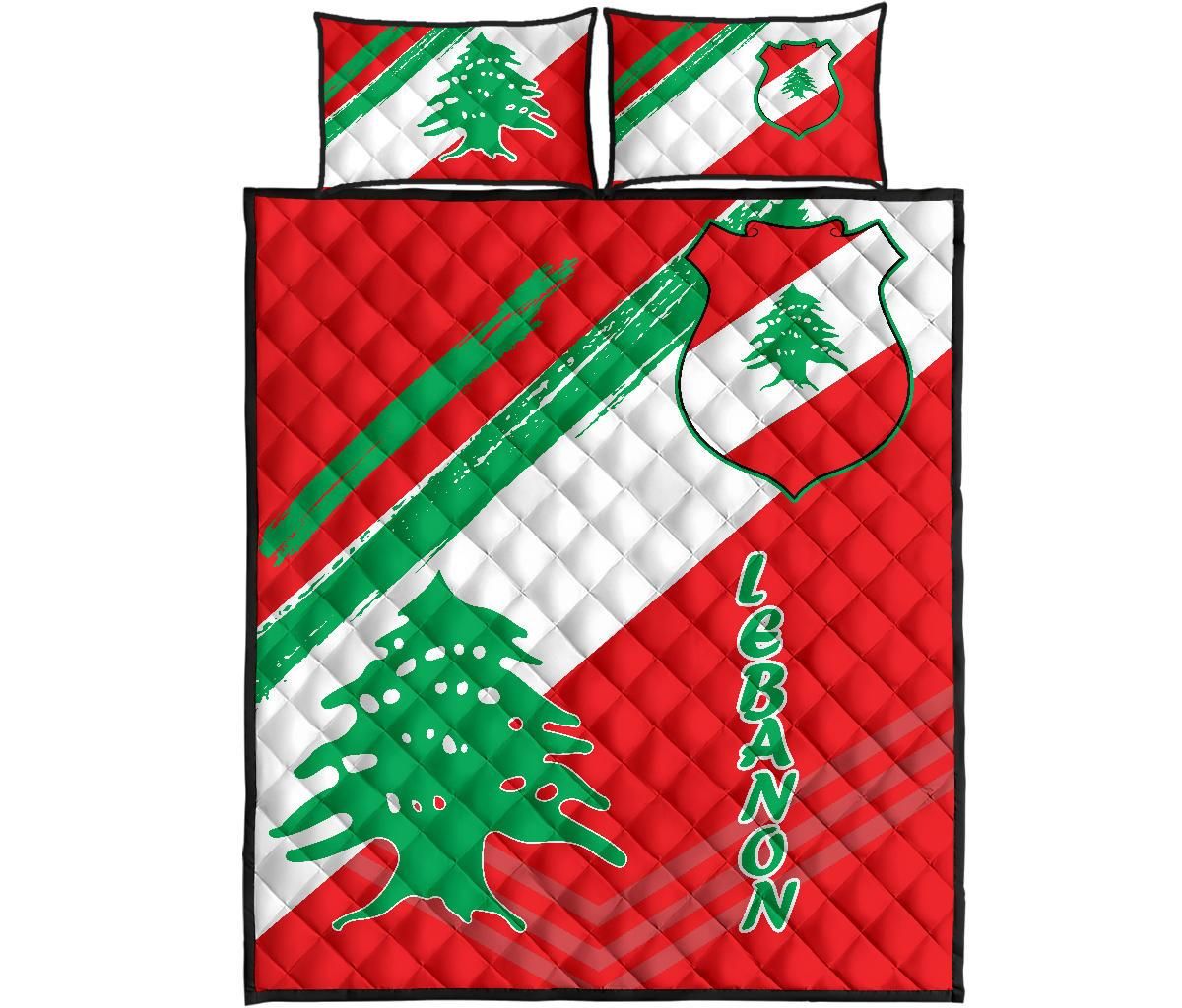Lebanon Quilt Bed Set - Lebanon Flag Polygon Style24 RLT6 - Wonder Print Shop