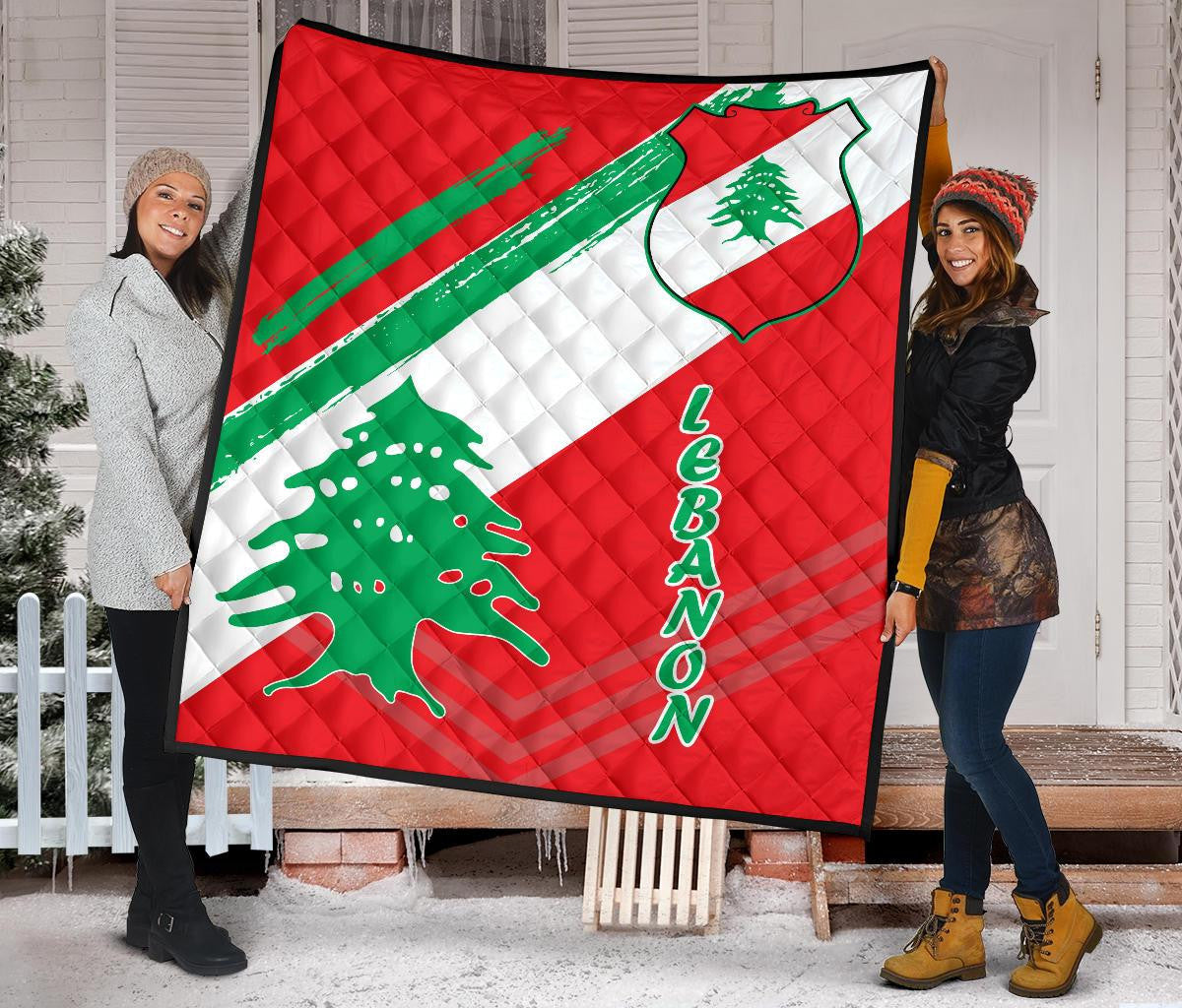 Lebanon Premium Quilt - Lebanon Flag Polygon Style24 RLT6 - Wonder Print Shop