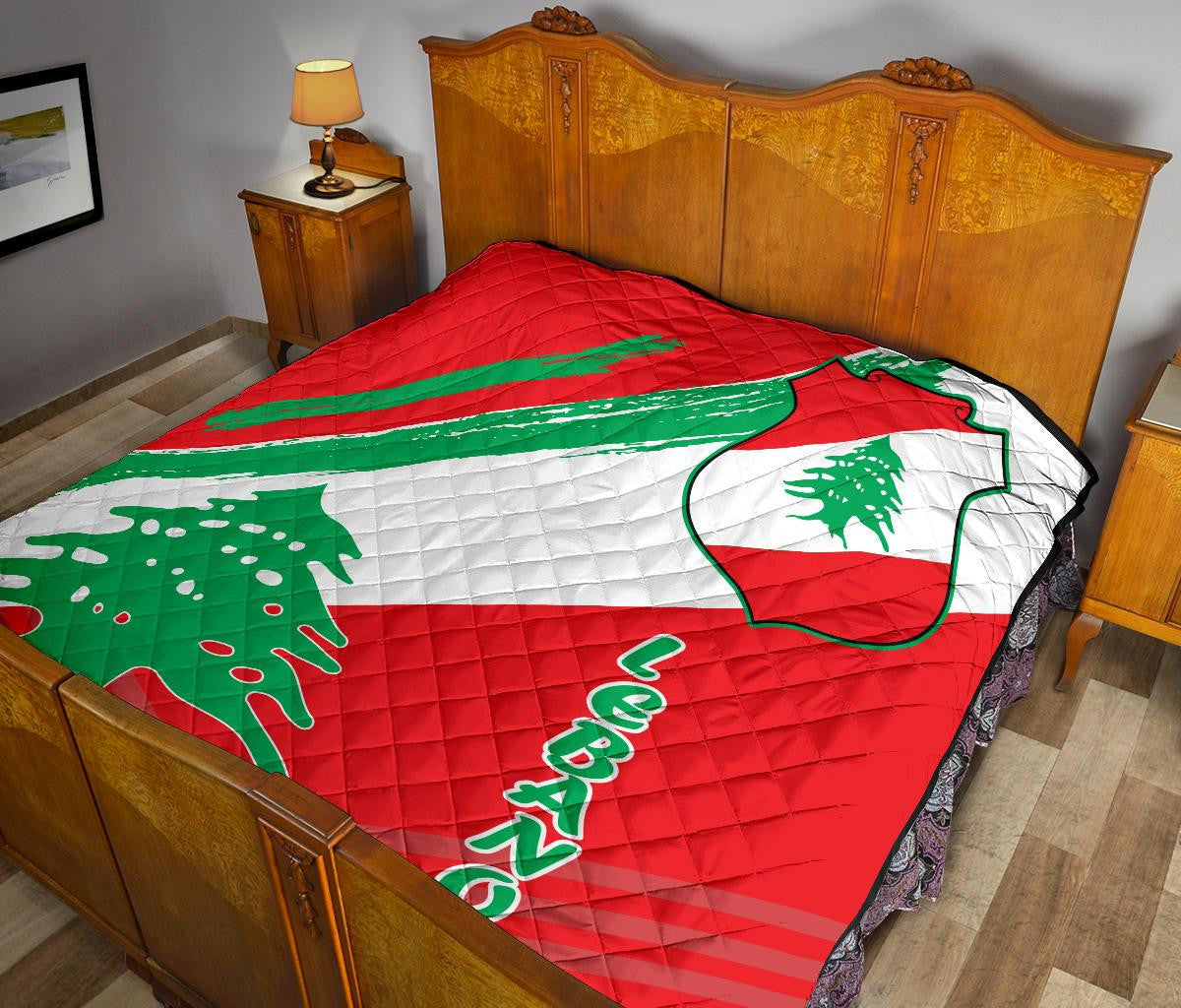 Lebanon Premium Quilt - Lebanon Flag Polygon Style24 RLT6 - Wonder Print Shop