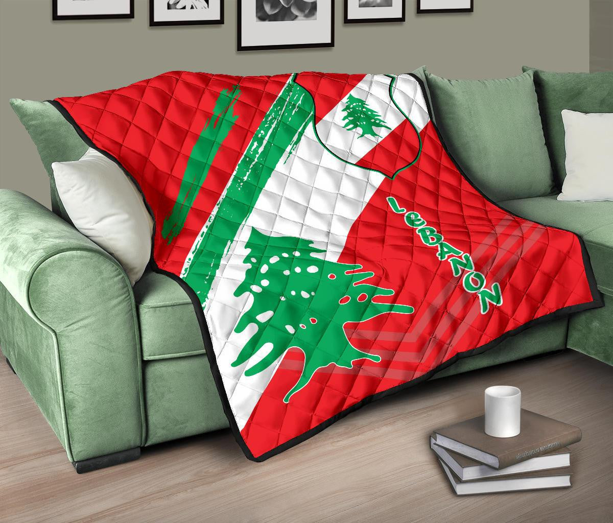 Lebanon Premium Quilt - Lebanon Flag Polygon Style24 RLT6 - Wonder Print Shop