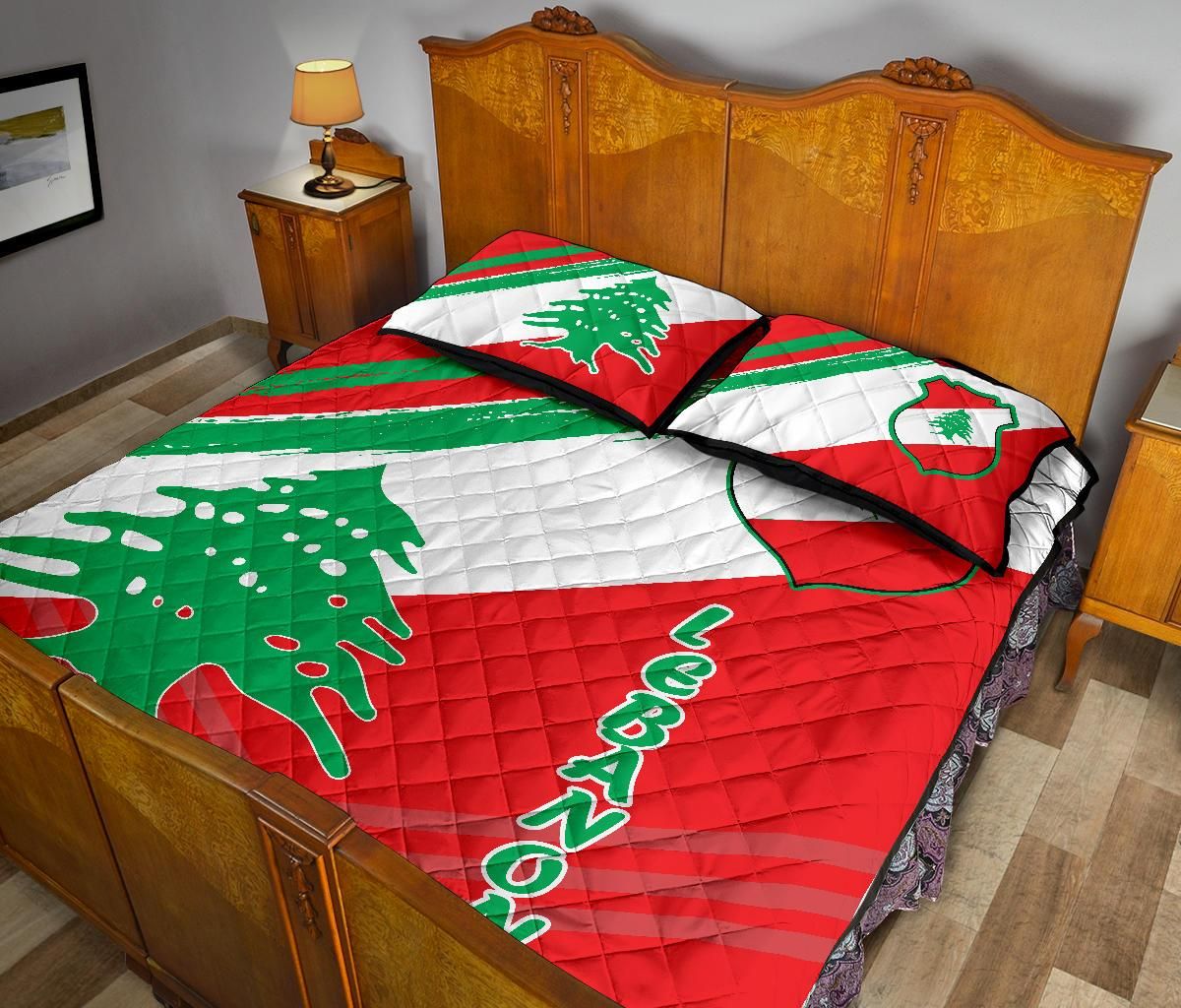 Lebanon Quilt Bed Set - Lebanon Flag Polygon Style24 RLT6 - Wonder Print Shop