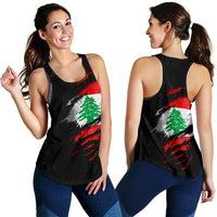 Lebanon In Me Women's Racerback Tank - Special Grunge Style RLT6 - Wonder Print Shop