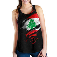 Lebanon In Me Women's Racerback Tank - Special Grunge Style RLT6 - Wonder Print Shop