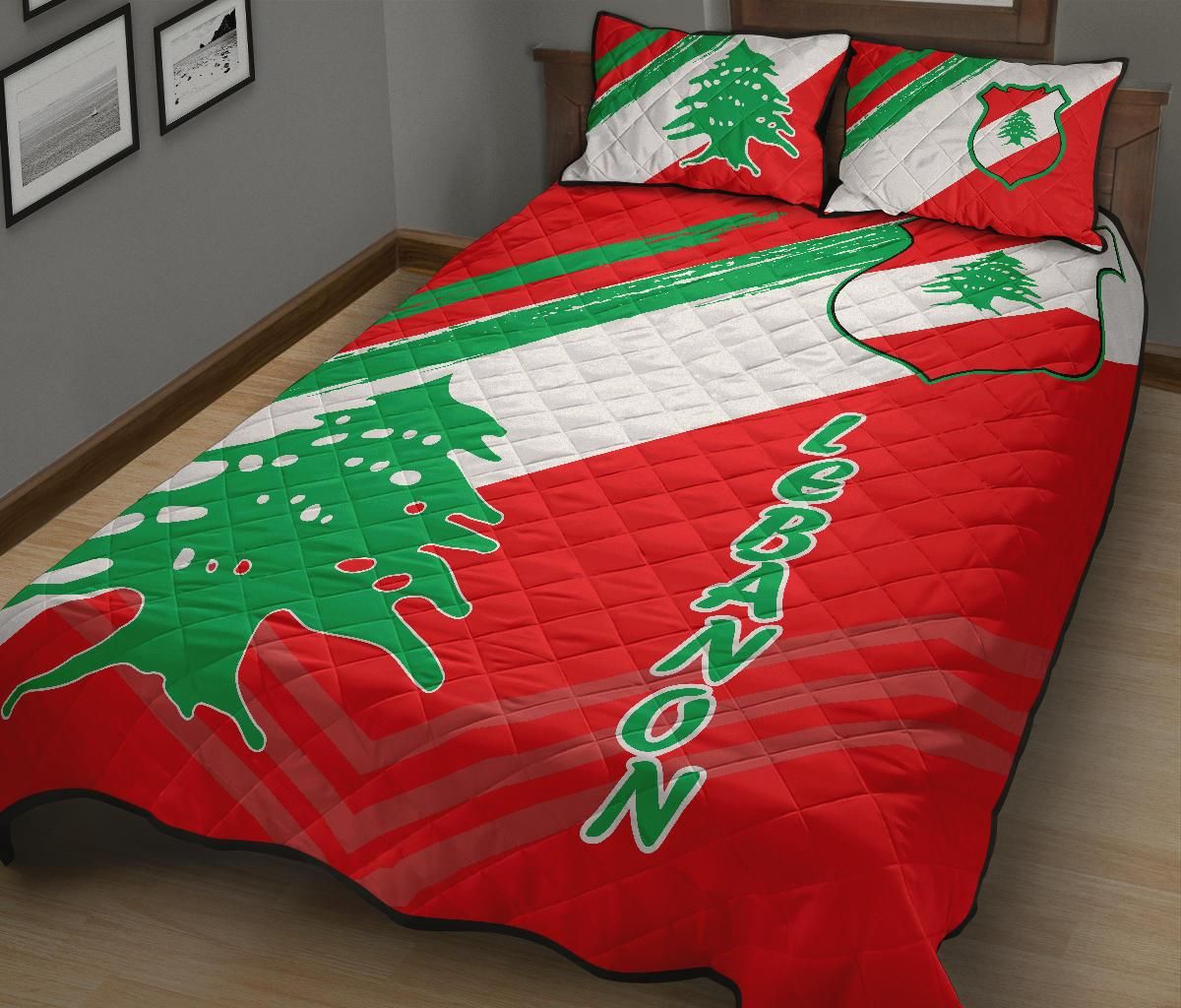 Lebanon Quilt Bed Set - Lebanon Flag Polygon Style24 RLT6 - Wonder Print Shop