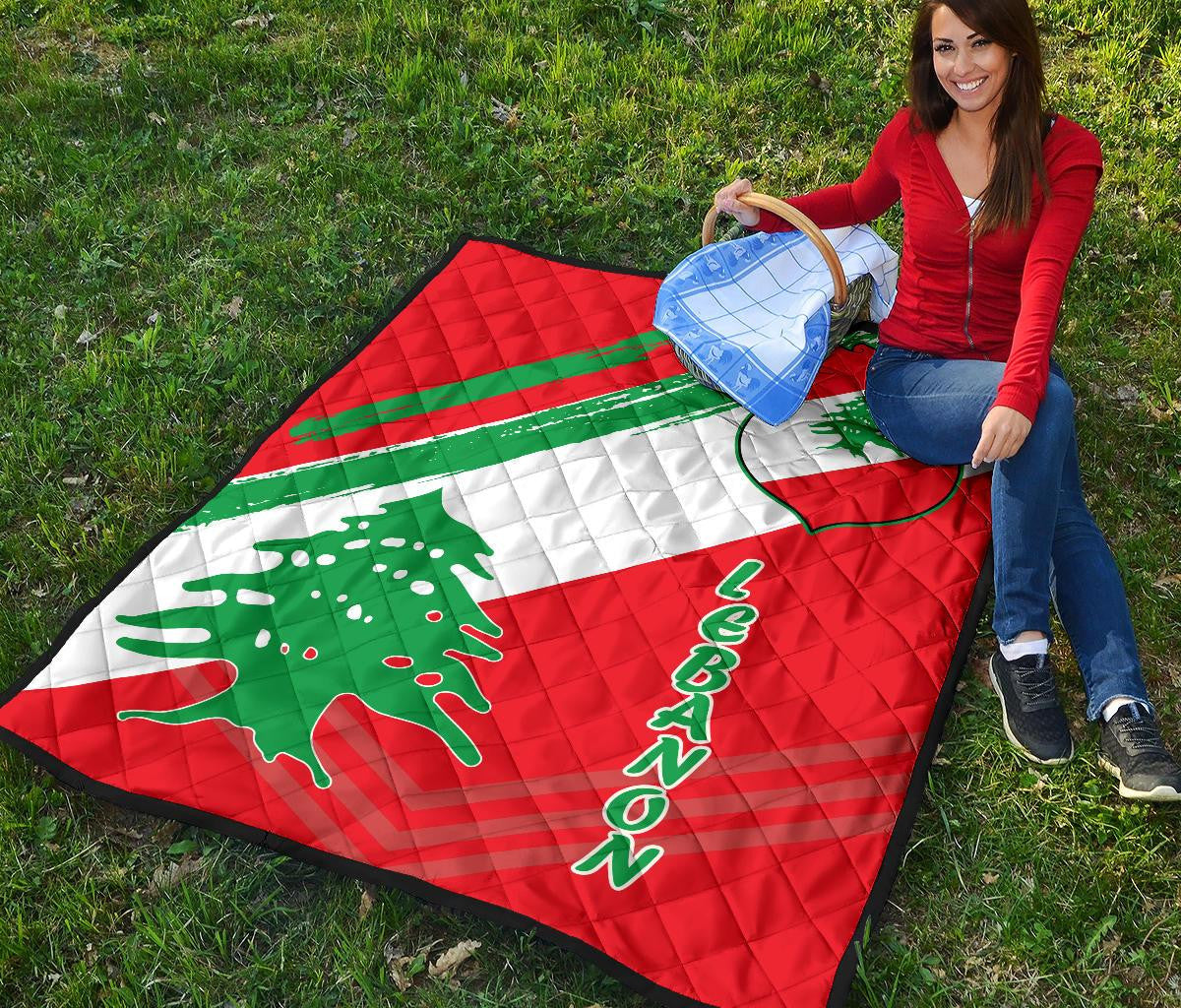 Lebanon Premium Quilt - Lebanon Flag Polygon Style24 RLT6 - Wonder Print Shop