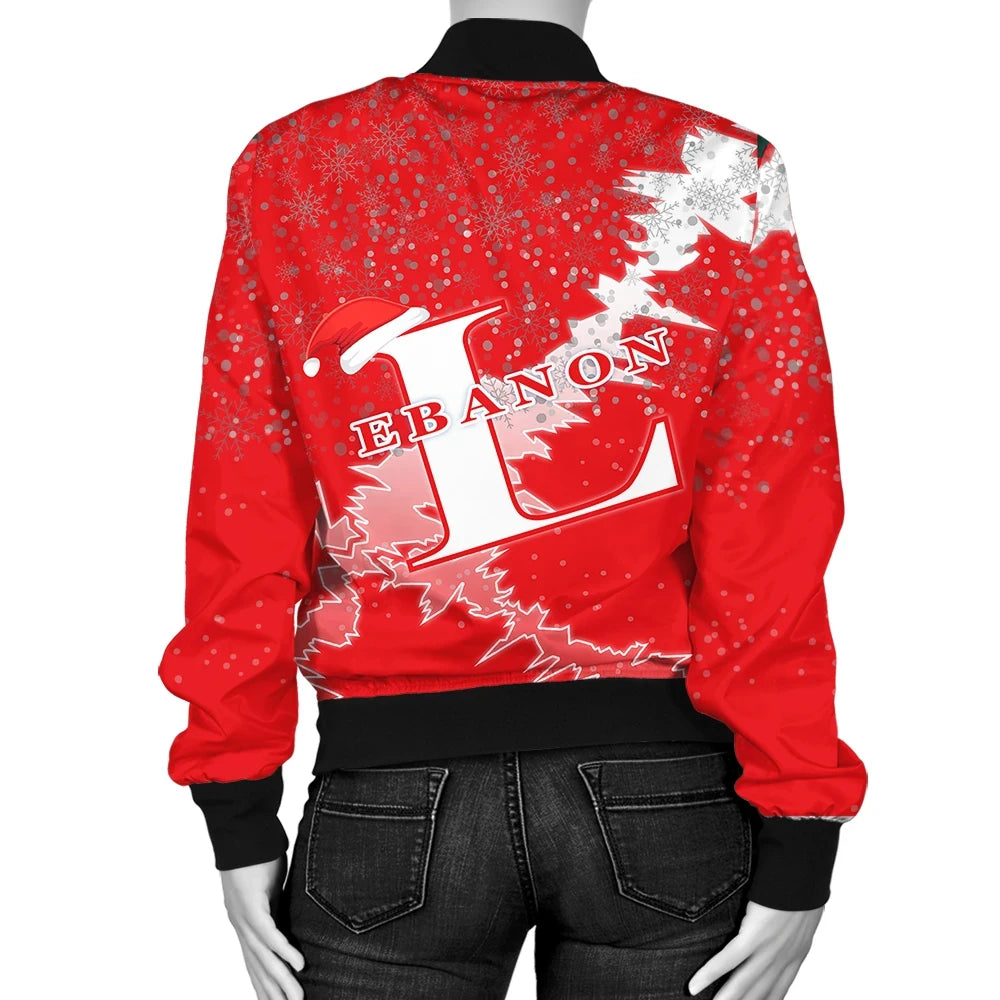 Lebanon Christmas Coat Of Arms Women Bomber Jacket X Style8 RLT6 - Wonder Print Shop