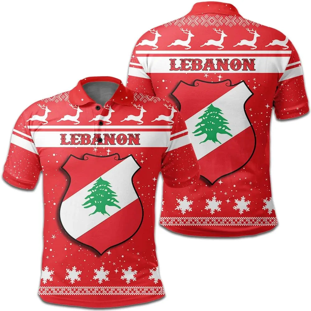 Christmas Lebanon Polo Shirt Coat Of Arms RLT6 - Wonder Print Shop