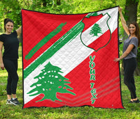 Lebanon Personalised Premium Quilt - Lebanon Flag Polygon Style24 RLT6 - Wonder Print Shop