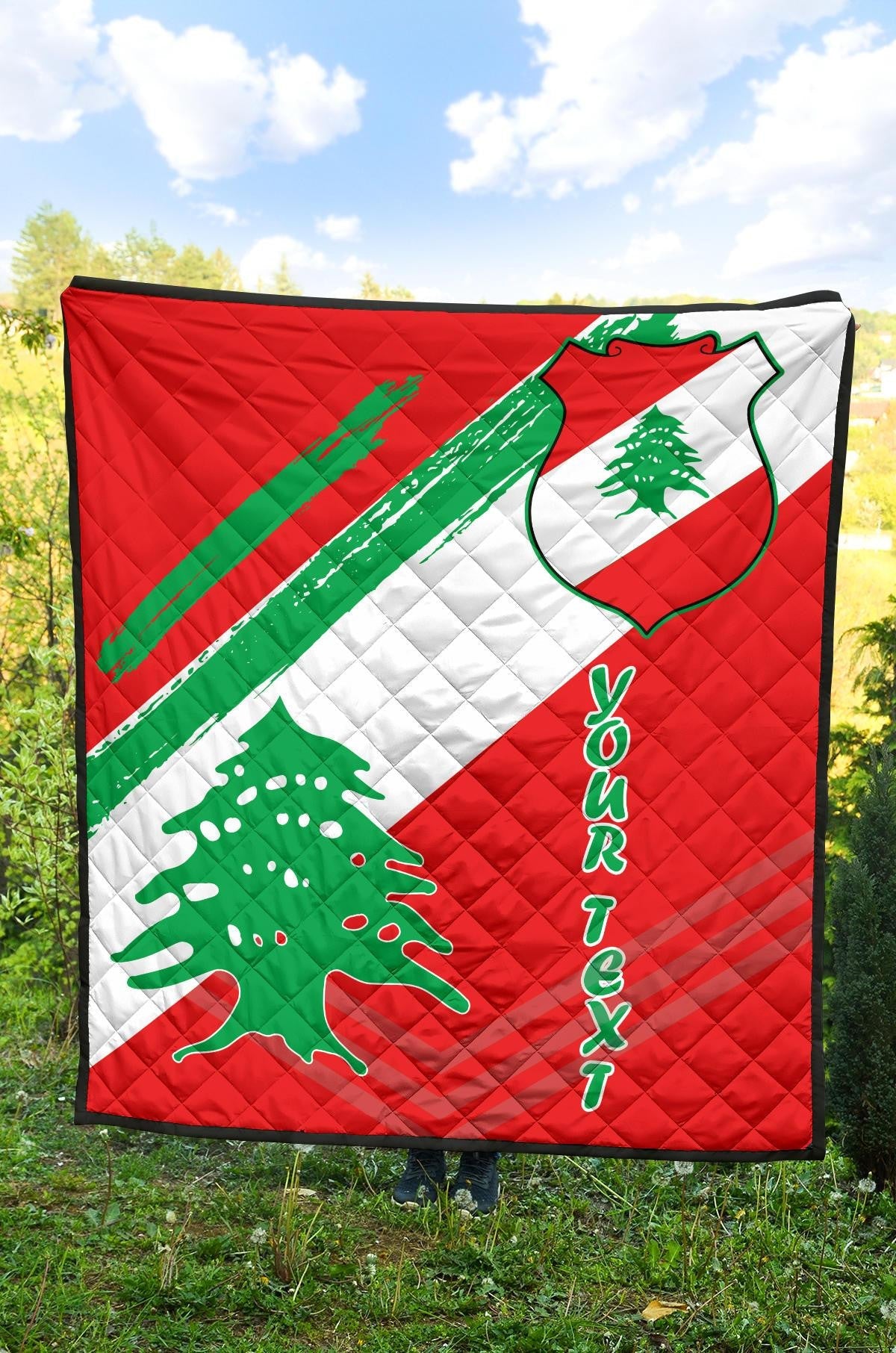 Lebanon Personalised Premium Quilt - Lebanon Flag Polygon Style24 RLT6 - Wonder Print Shop