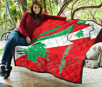 Lebanon Personalised Premium Quilt - Lebanon Flag Polygon Style24 RLT6 - Wonder Print Shop