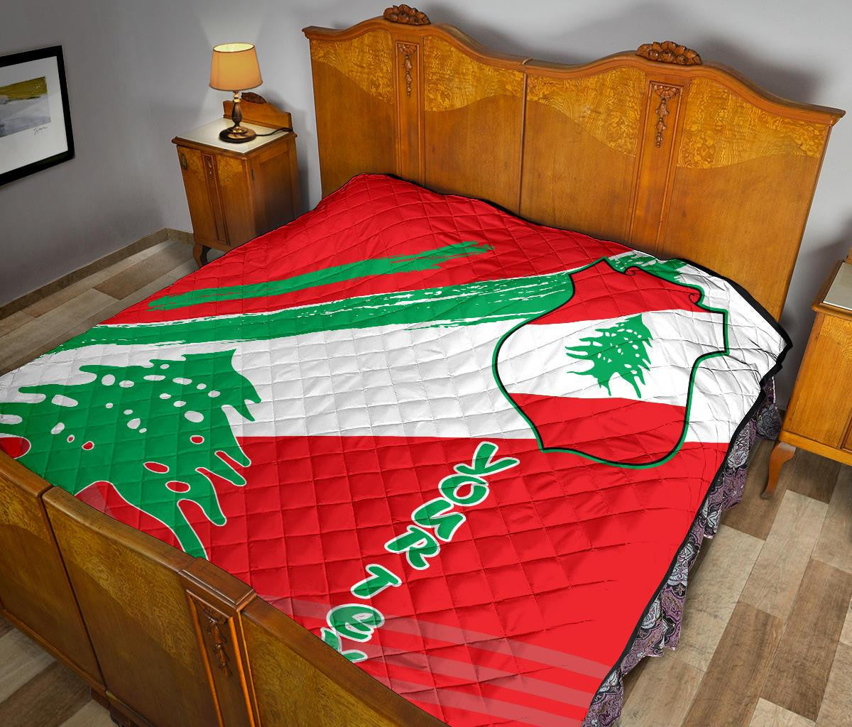 Lebanon Personalised Premium Quilt - Lebanon Flag Polygon Style24 RLT6 - Wonder Print Shop
