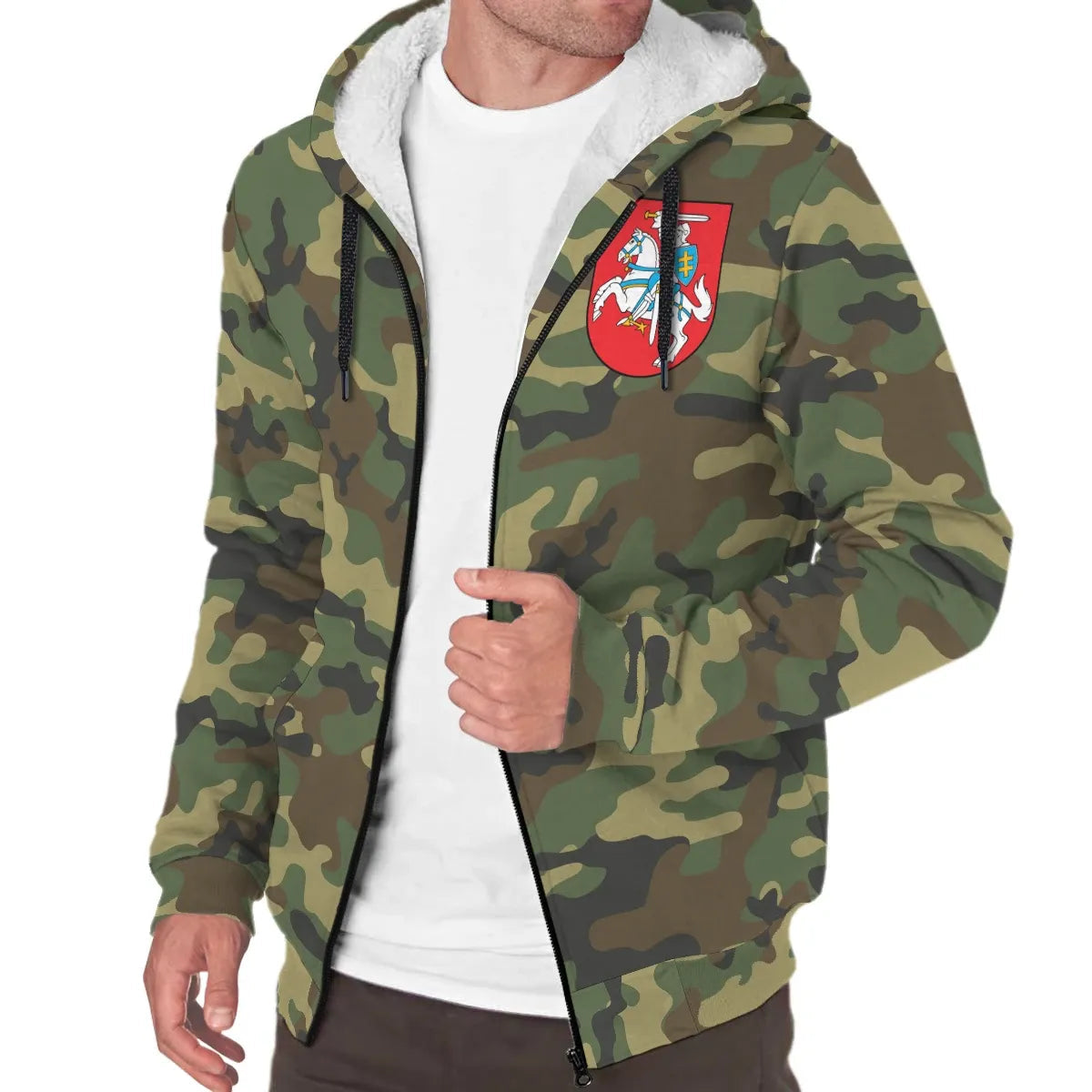 Lithuania Sherpa Hoodie Camo Women's/Men's RLT6 - Wonder Print Shop