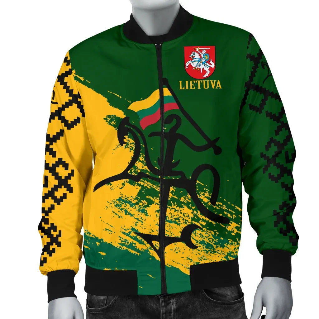 Lithuania Men's Bomber Jacket - Lithuanian Tattoo RLT6 - Wonder Print Shop
