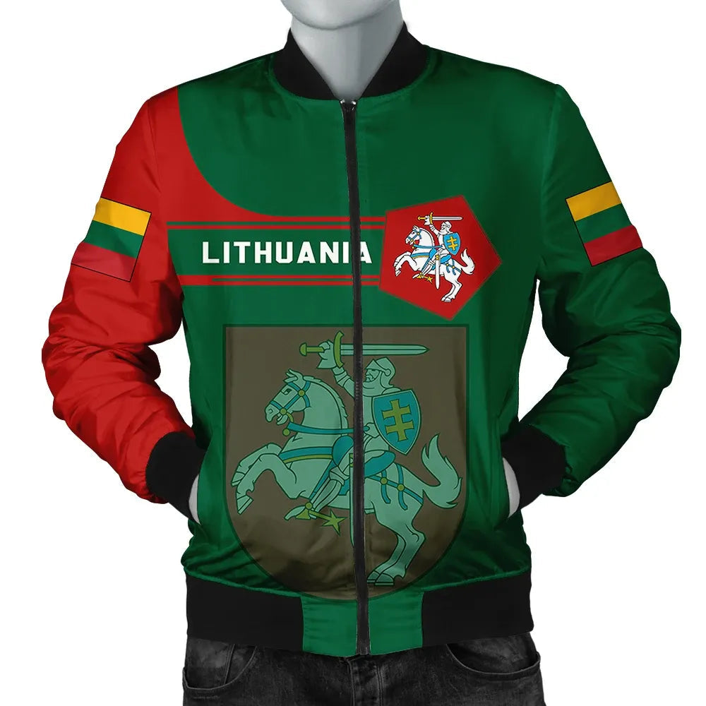 Lithuania Coat Of Arms Men Bomber Jacket Simple Style8 RLT6 - Wonder Print Shop