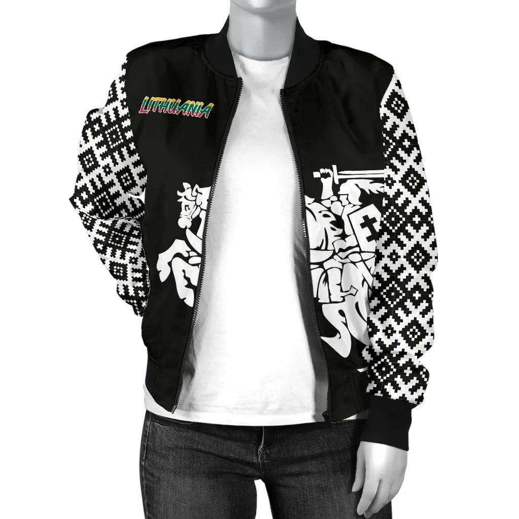 Lithuania Vytis Pattern Women's Bomber Jacket RLT6 - Wonder Print Shop