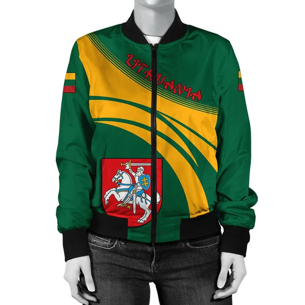 Lithuania Coat Of Arms Women Bomber Jacket Sticket RLT6 - Wonder Print Shop