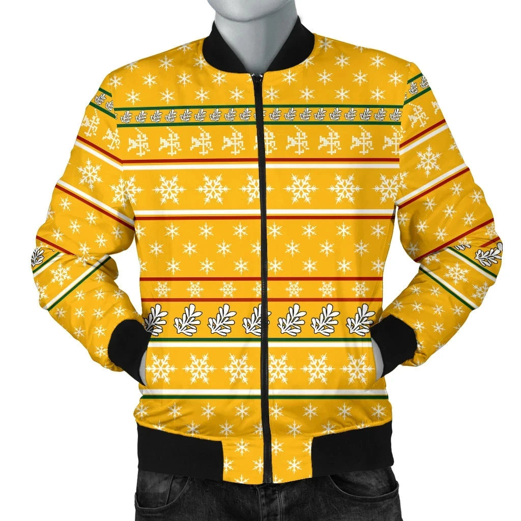 Lithuania Christmas Bomber Jacket For Men - Yellow RLT6 - Wonder Print Shop