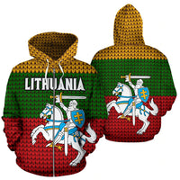 Lithuania Hoodie Knitted Flag Zip Up RLT6 - Wonder Print Shop
