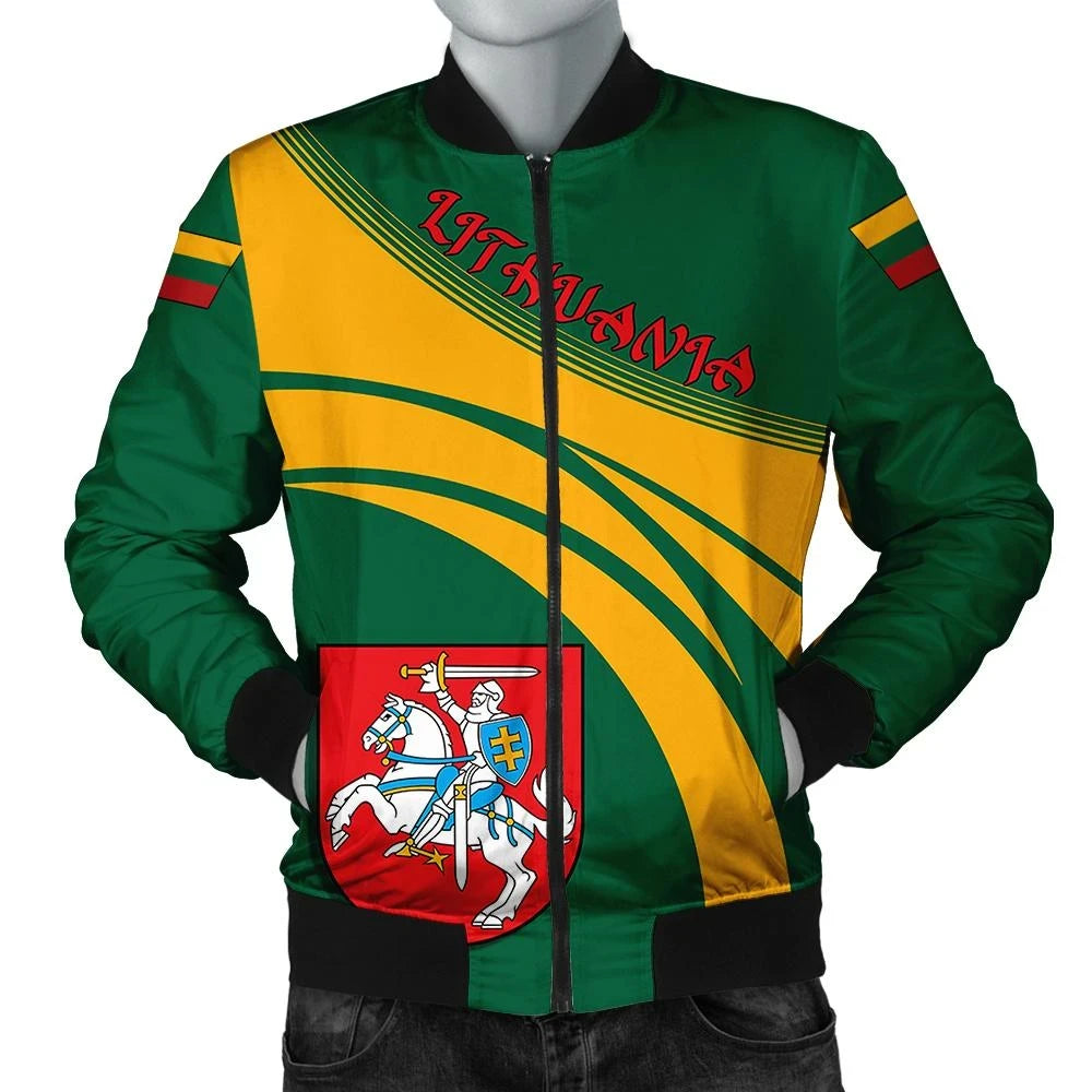 Lithuania Coat Of Arms Men Bomber Jacket Sticket RLT6 - Wonder Print Shop