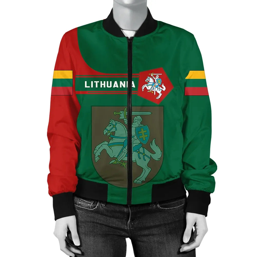 Lithuania Coat Of Arms Women Bomber Jacket Simple Style8 RLT6 - Wonder Print Shop