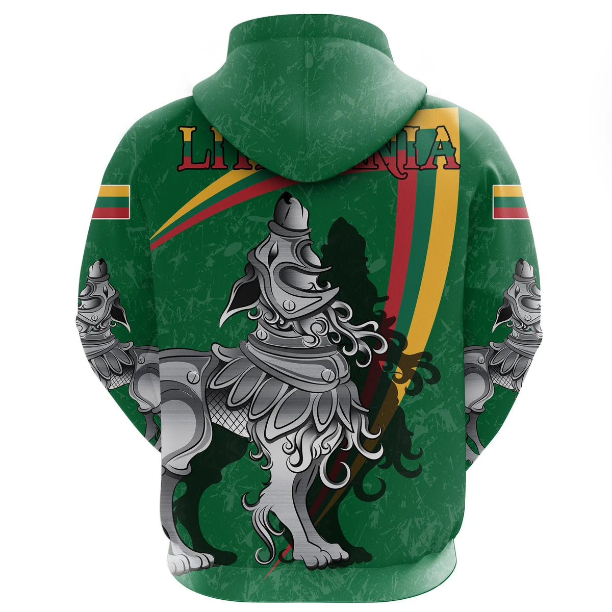 (Lietuva) Lithuania Hoodie Lithuanian Iron Wolf Green RLT6 - Wonder Print Shop