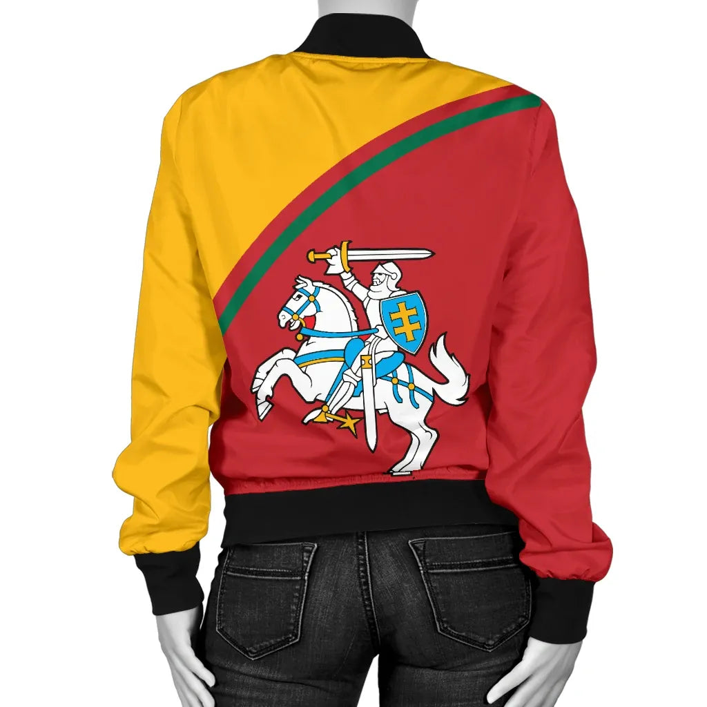 Lithuania Women's Bomber Jacket - Curve Version01 RLT6 - Wonder Print Shop
