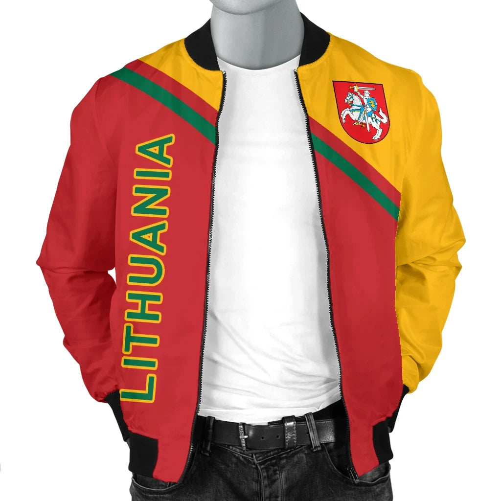 Lithuania Men's Bomber Jacket - Curve Version01 RLT6 - Wonder Print Shop
