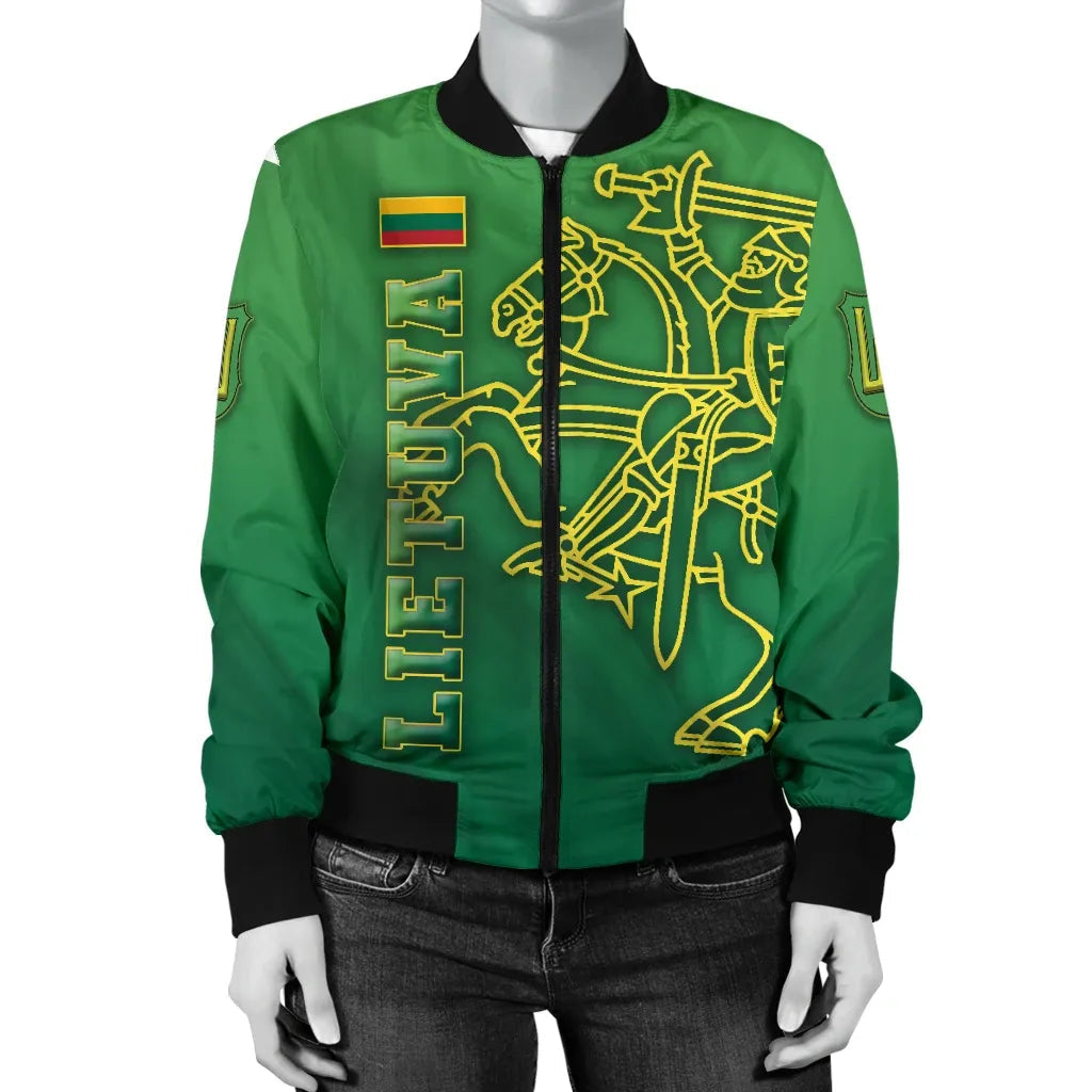 Lithuania Vytis Columns of Gediminas Women Bomber Jacket RLT6 - Wonder Print Shop