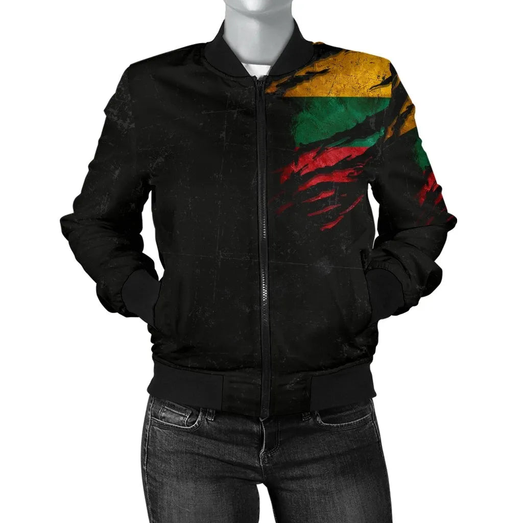 Lithuania in Me Women's Bomber Jacket - Special Grunge Style RLT6 - Wonder Print Shop