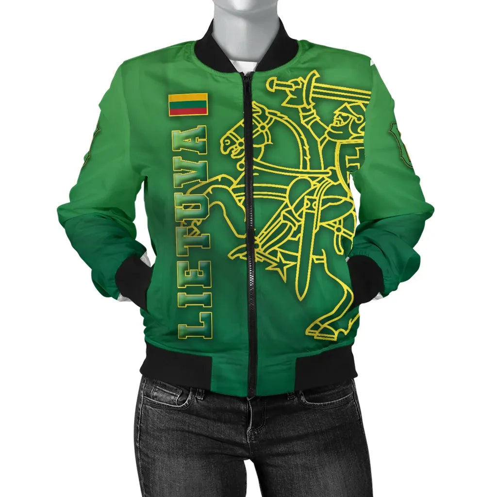 Lithuania Vytis Columns of Gediminas Women Bomber Jacket RLT6 - Wonder Print Shop