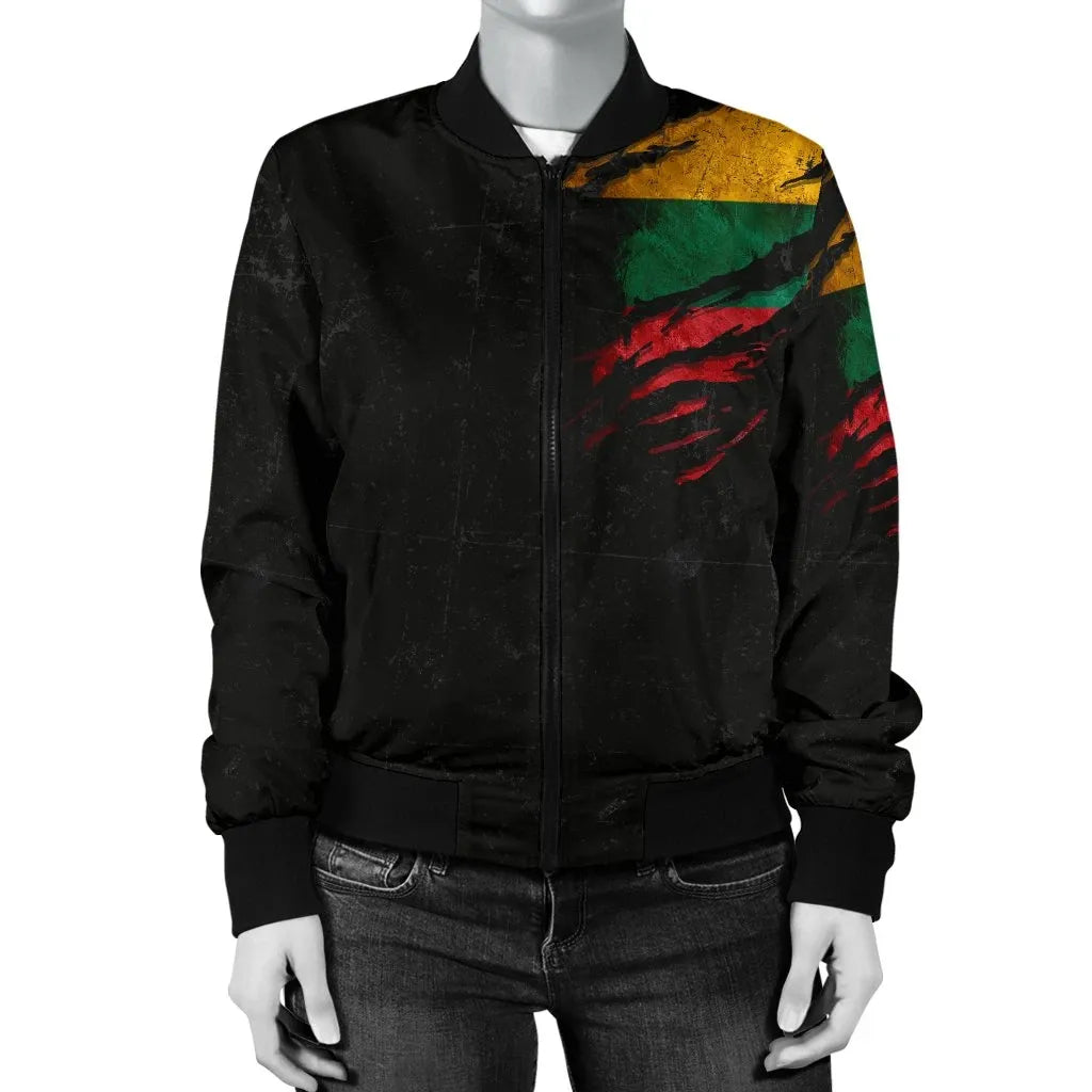 Lithuania in Me Women's Bomber Jacket - Special Grunge Style RLT6 - Wonder Print Shop