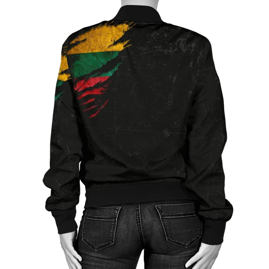 Lithuania in Me Women's Bomber Jacket - Special Grunge Style RLT6 - Wonder Print Shop