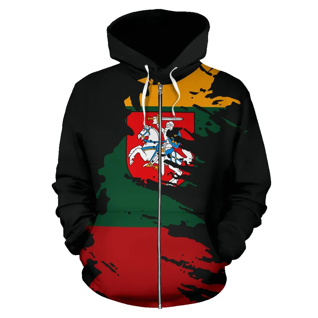 Lithuania Hoodie Flag Painting Zip Up RLT6 - Wonder Print Shop