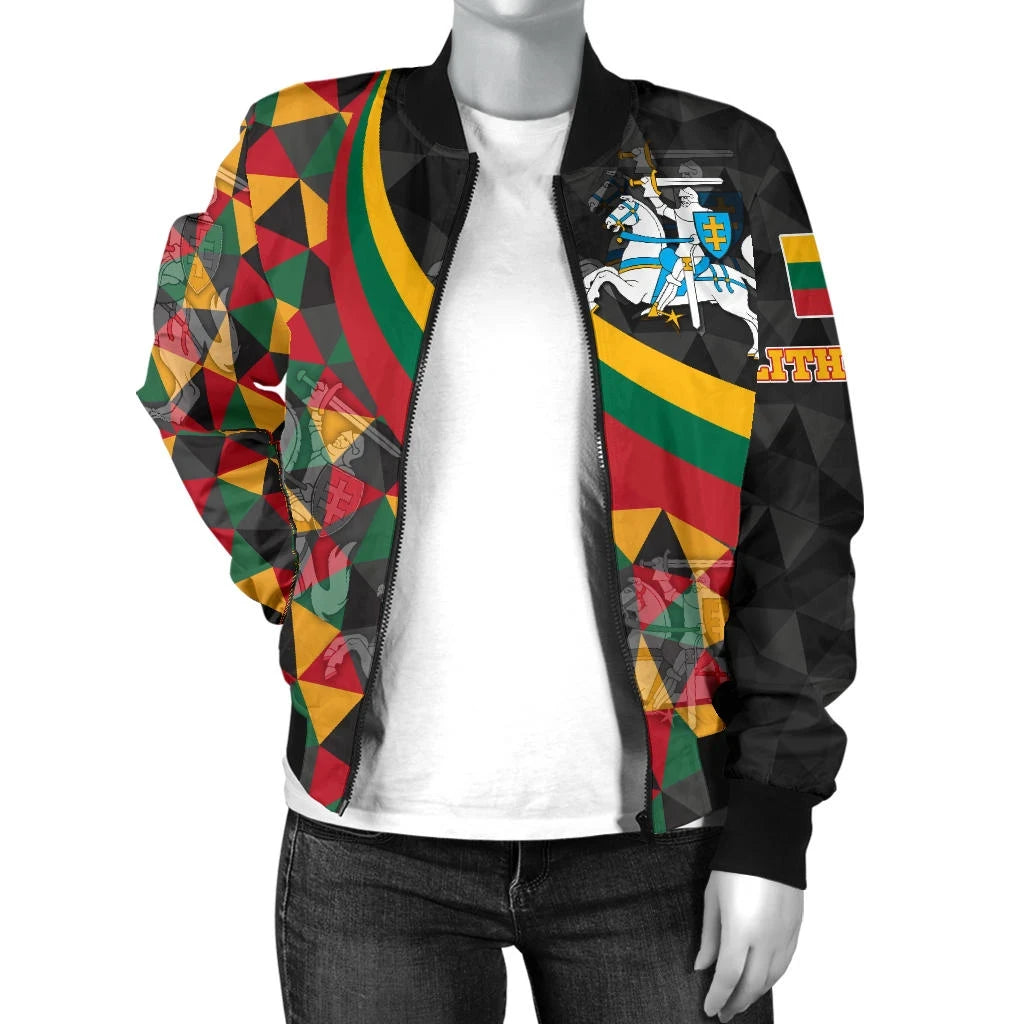 Lithuania Women's Bomber Jacket - Lithuania Coat Of Arms with Flag Color RLT6 - Wonder Print Shop