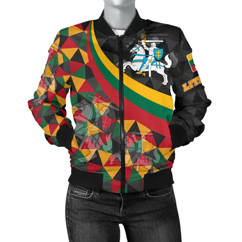 Lithuania Women's Bomber Jacket - Lithuania Coat Of Arms with Flag Color RLT6 - Wonder Print Shop